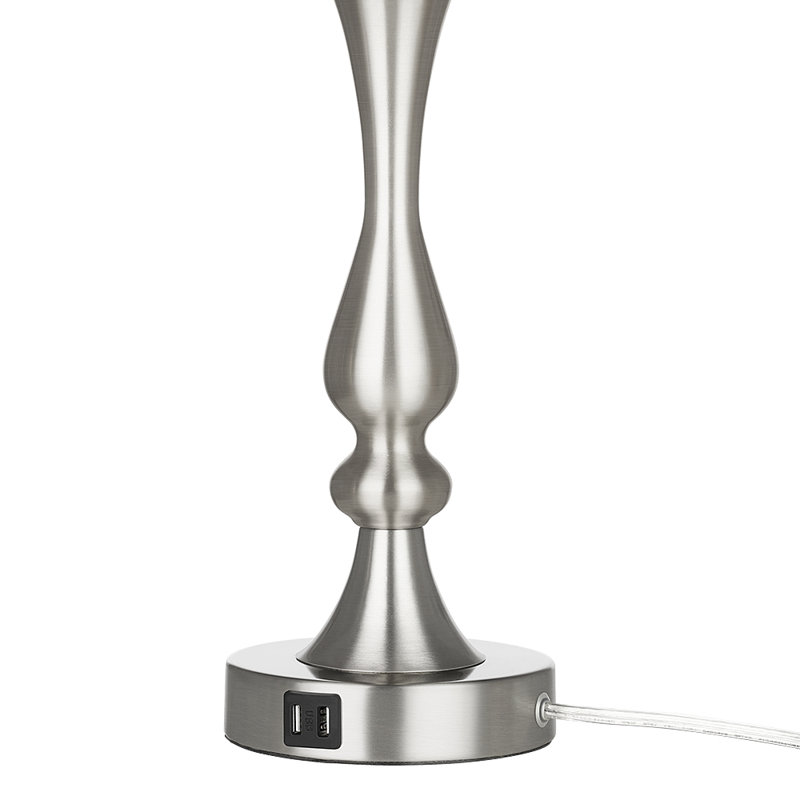 Lark Manor Annakay 20.7" Brushed Nickel Table Lamp Set with USB
